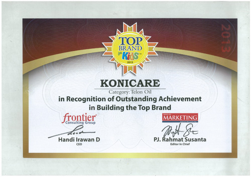 Konicare sebagai Top Brand for Kids tahun 2013 Kategori Minyak Telon